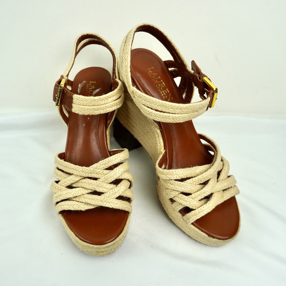 Lauren Ralph Lauren Sandals Espadrille Shoes Natural Hemp Jute Strappy